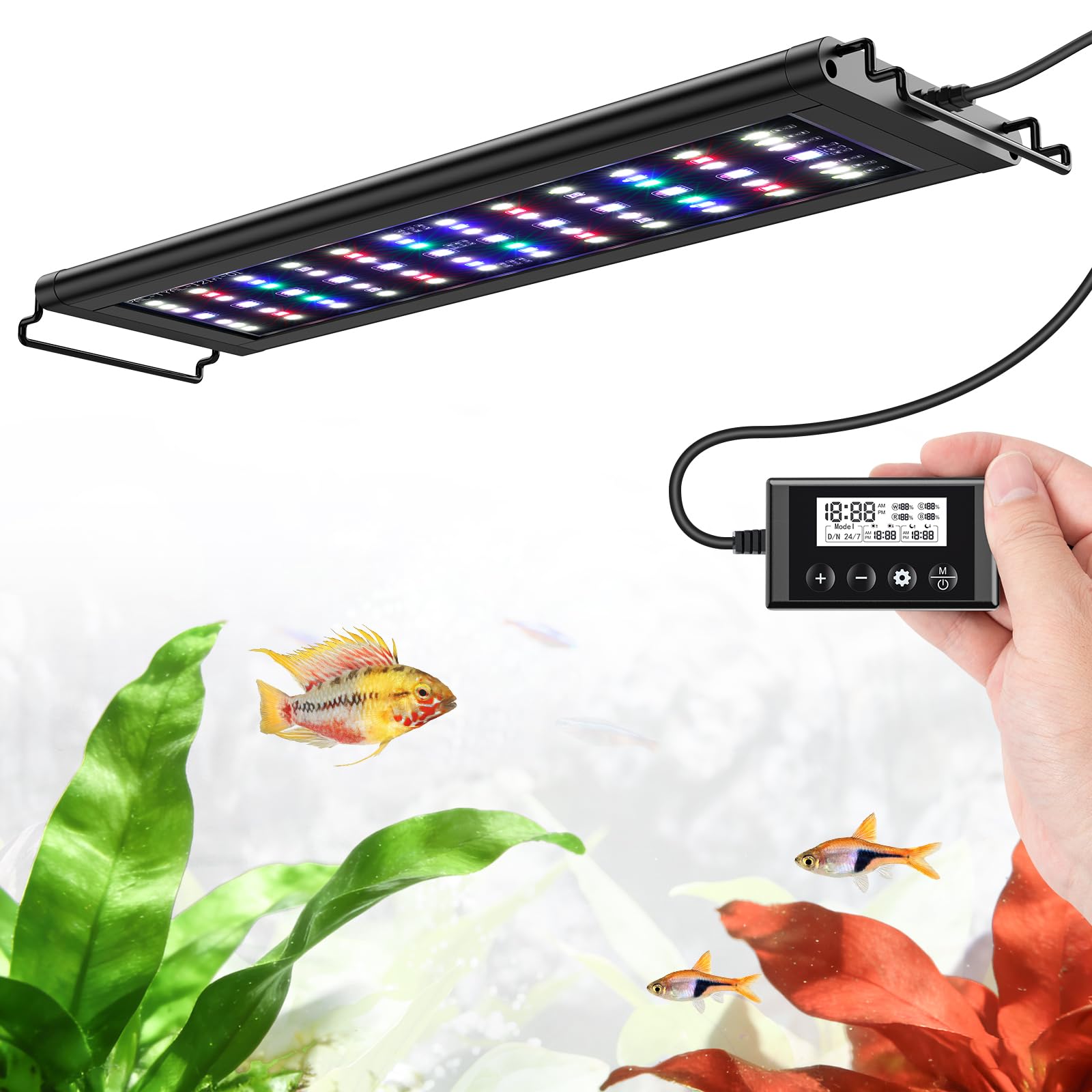 EnchOrch LED Aquarium Light with RGB and Timer Features