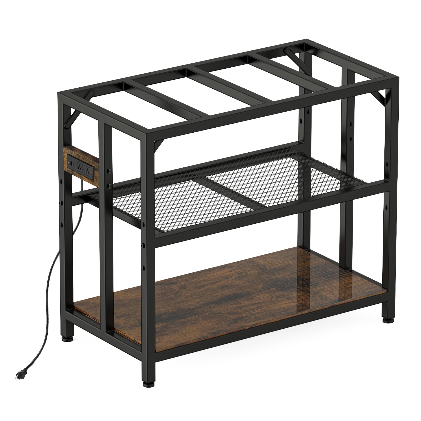 Rustic Brown 40 Gallon Metal Aquarium Stand with Outlets