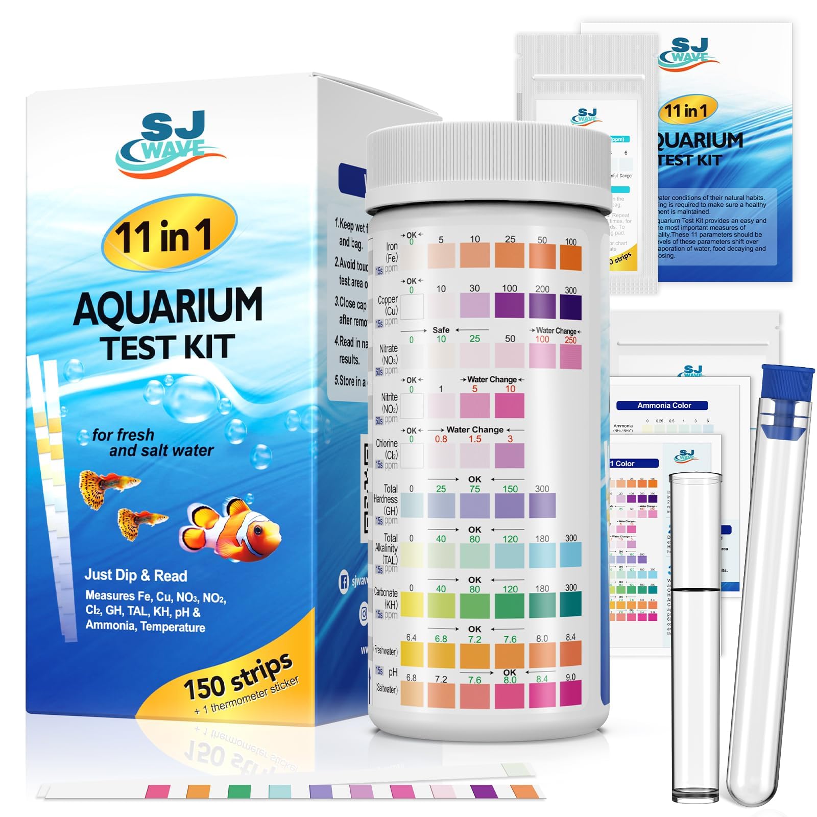Aquarium Test Strips - 10-in-1 Water Testing Kit