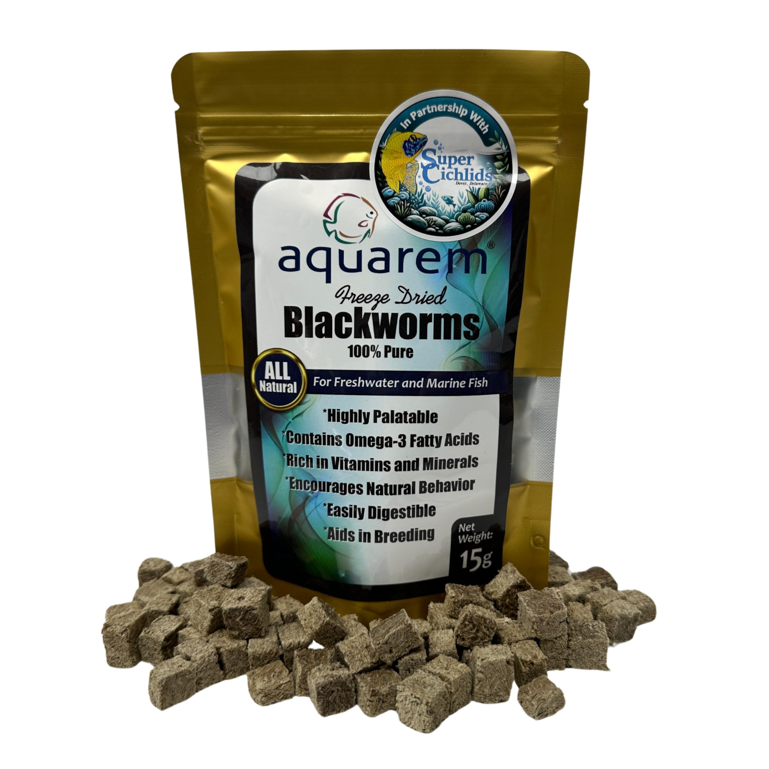 California Blackworms – Natural Fish Food – High Protein Cubes