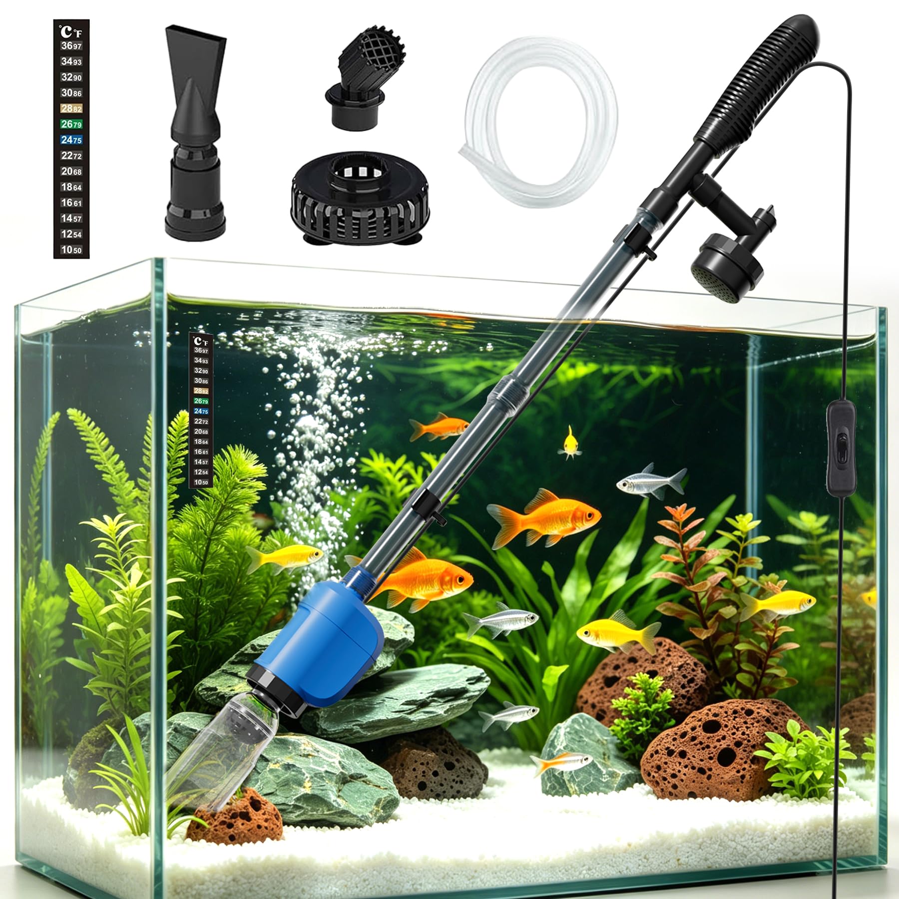 Electric Aquarium Gravel Cleaner, 530GPH Vacuum & Water Changer