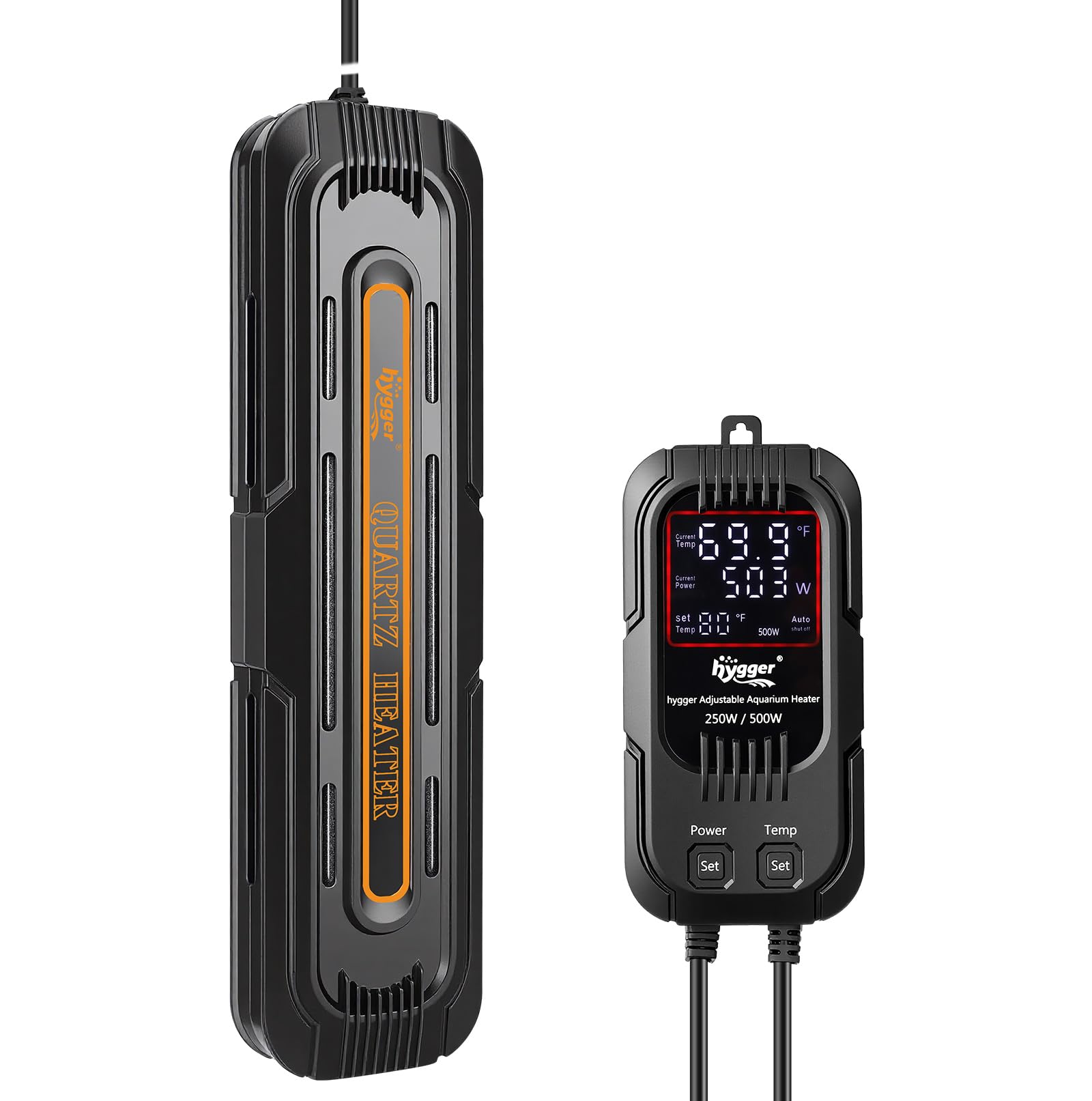 Hygger 250W/500W Adjustable Aquarium Heater with Digital Controller