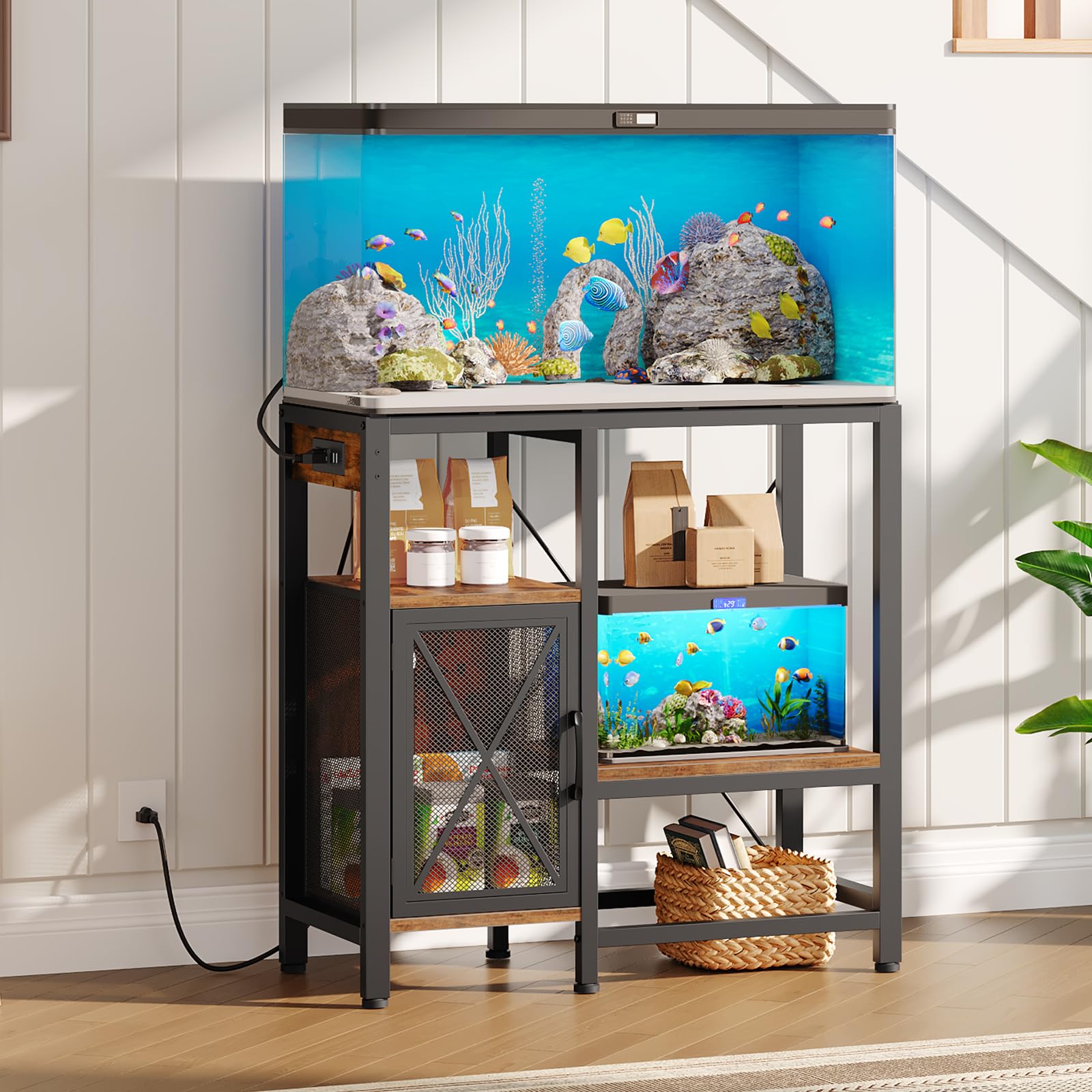 MAHANCRIS 40-50 Gallon Fish Tank Stand with Power Outlet