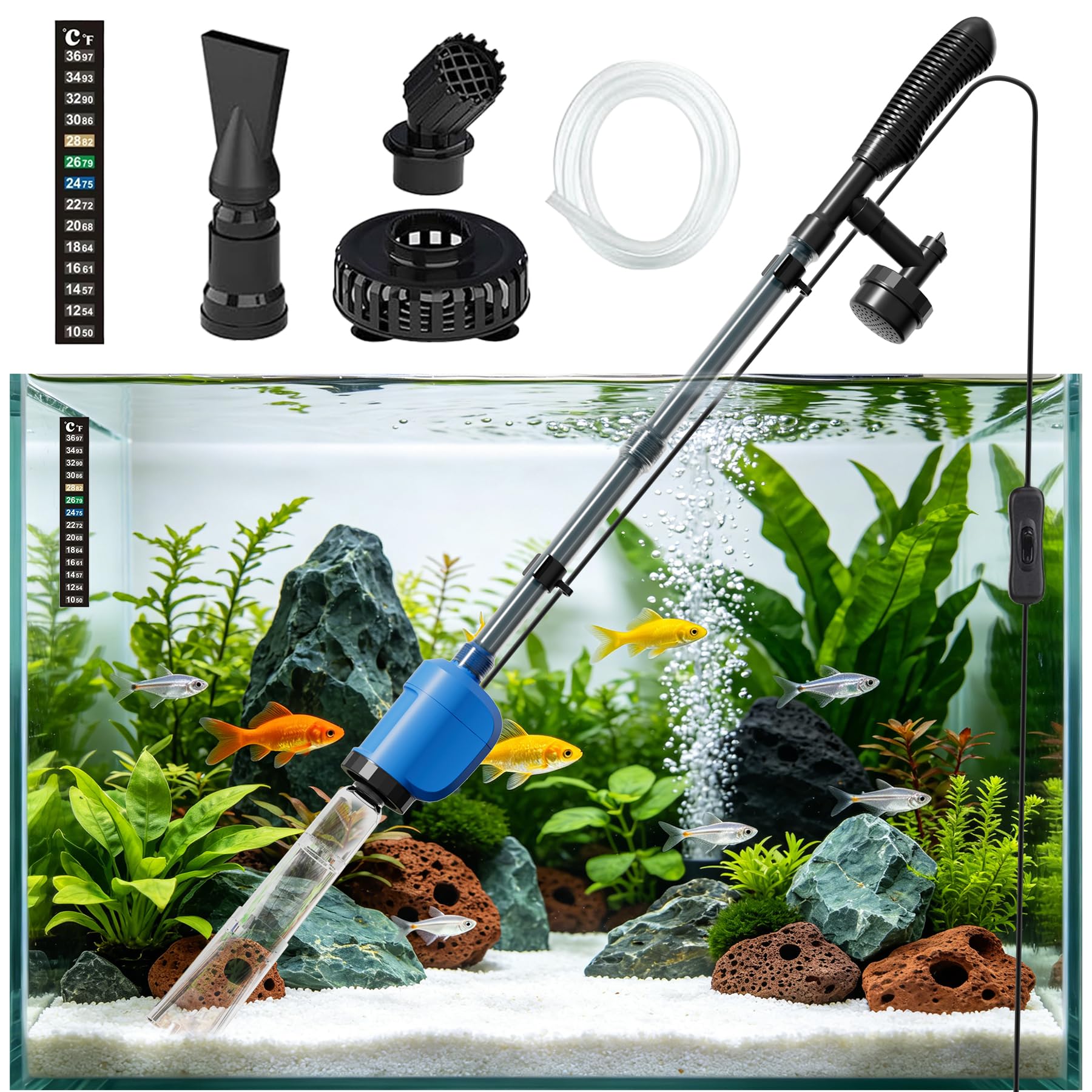 Aquarium Gravel Cleaner 6-in-1 with Upgraded Features
