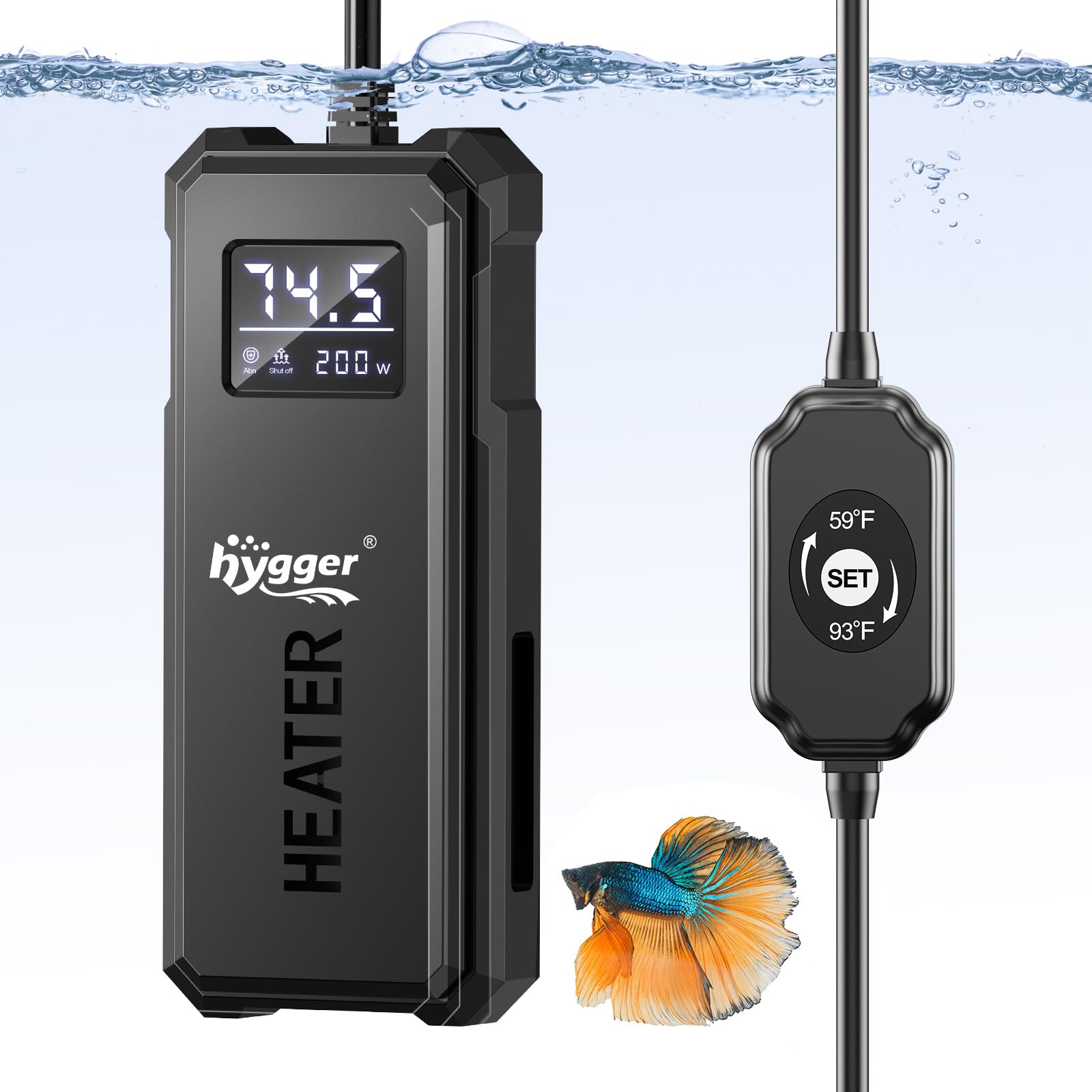 Hygger Adjustable Aquarium Heater with Auto Power-Off and Protection