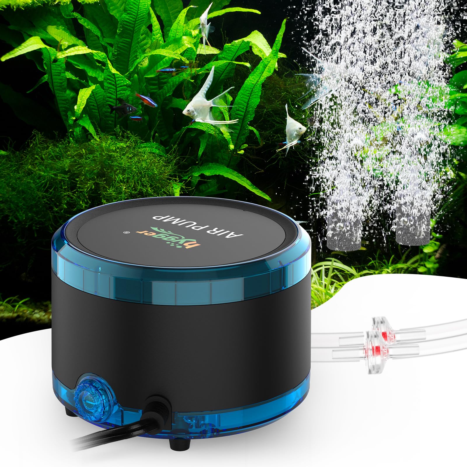 Hygger Dual Outlet Quiet Aquarium Air Pump for 200 Gallons