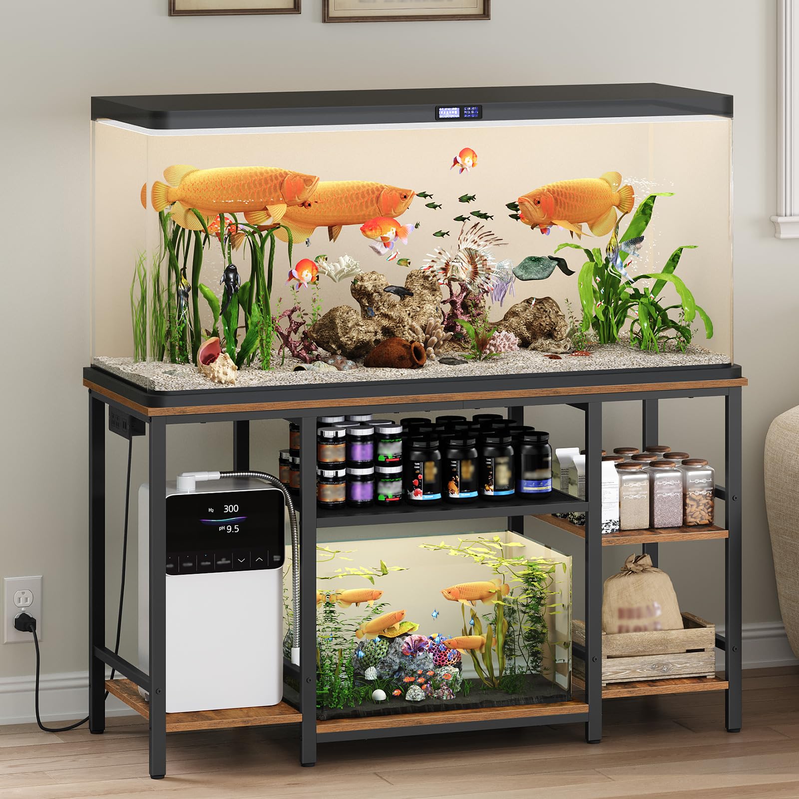MAHANCRIS 55-75 Gallon Aquarium Stand with Power Outlet