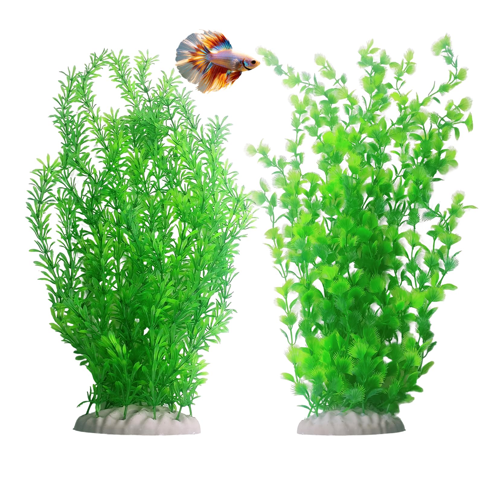 MUYG 23-Inch Artificial Green Aquarium Plants, 2PCS for Tanks