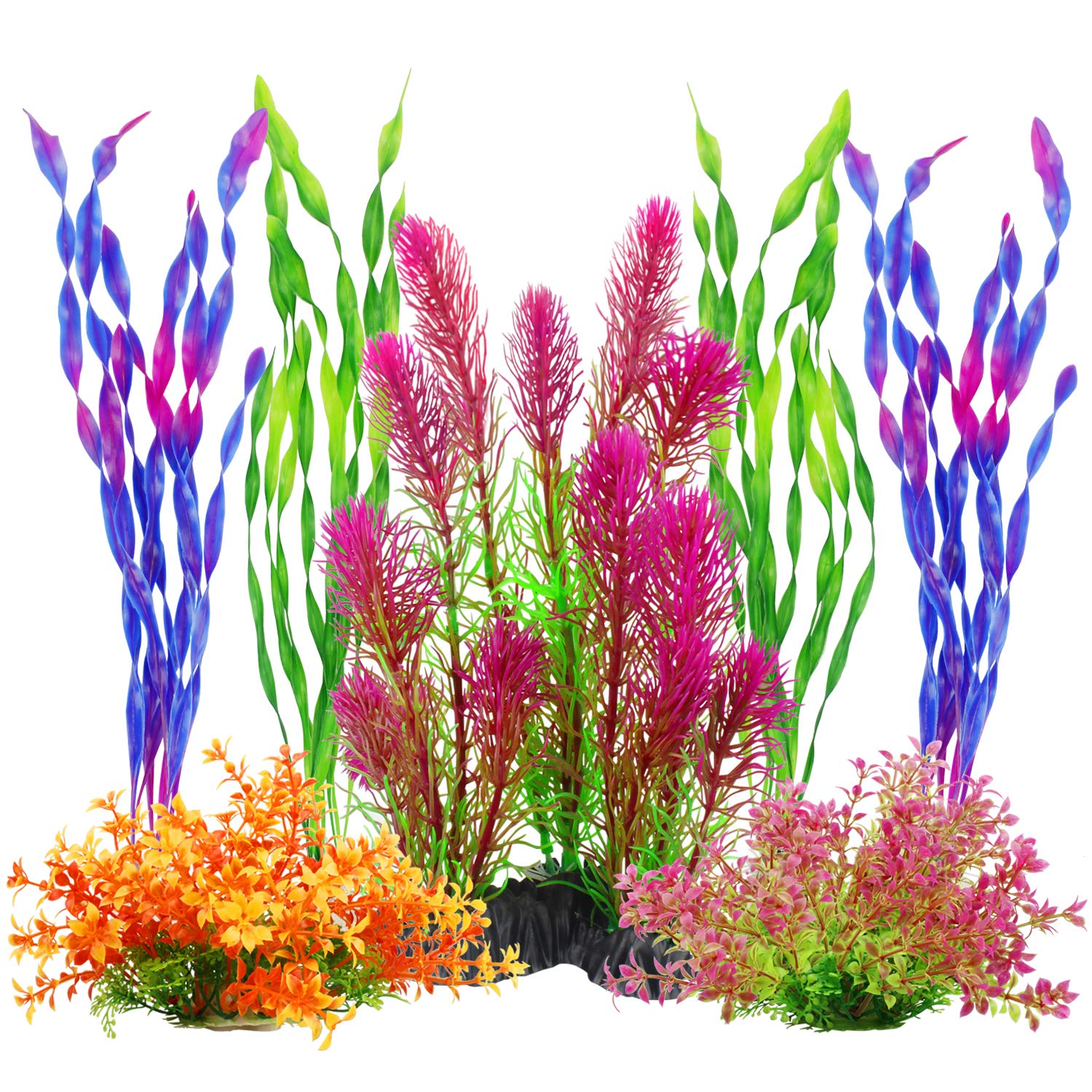 MyLifeUNIT Plastic Aquarium Plants, 7-Pack for Decorations
