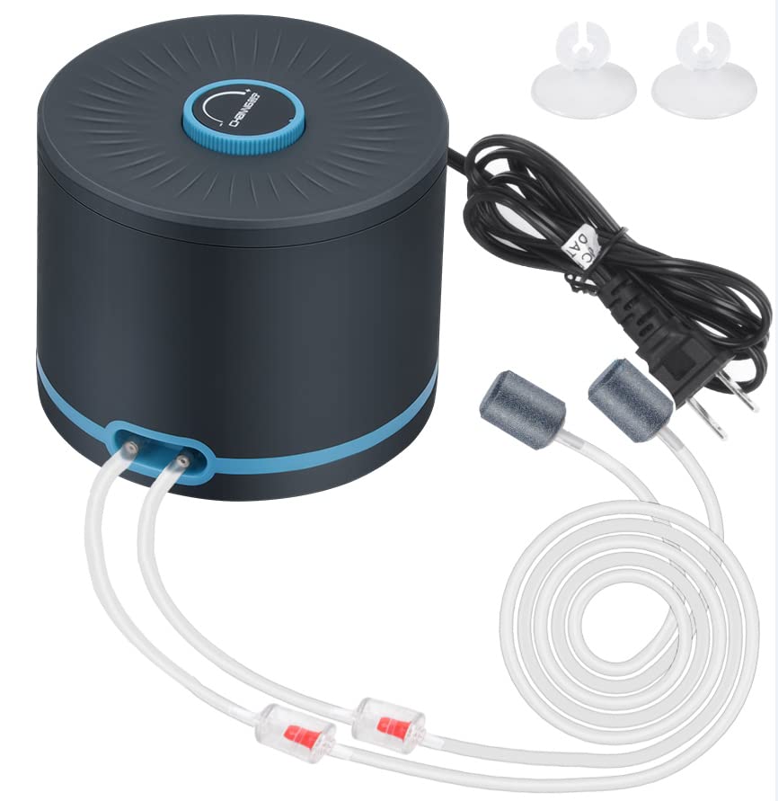 Quiet Aquarium Air Pump with Dual Outlets and Accessories
