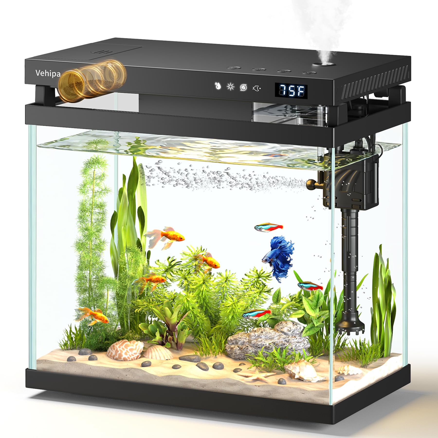 Vehipa 2.2 Gallon Smart Aquarium with Auto Feeder & Lighting