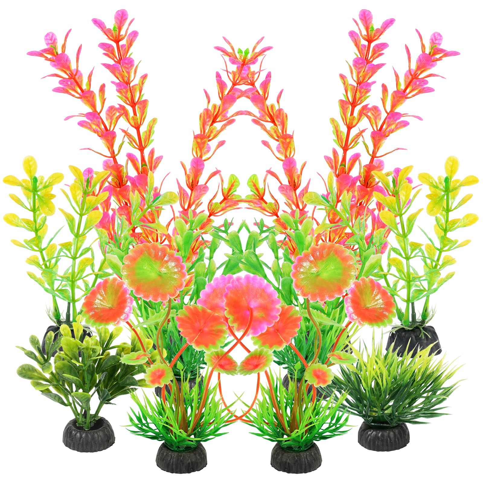 AQUANEAT 10pcs Artificial Fish Tank Plants and Decorations