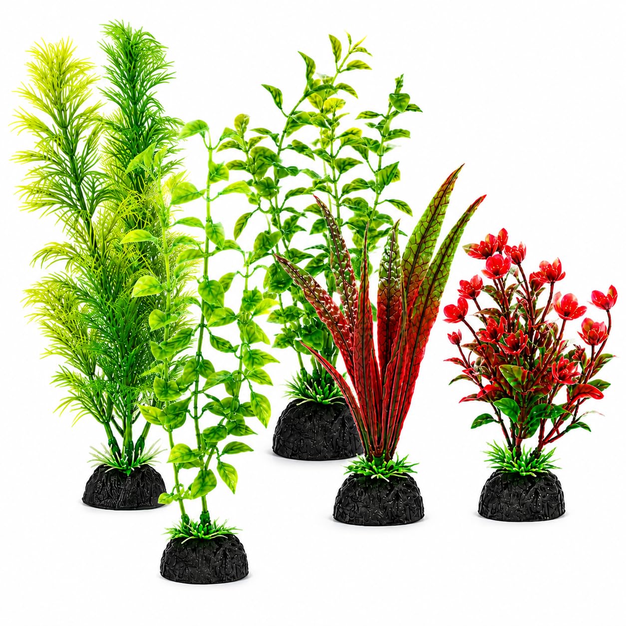 EKMOIS 5 PCS Realistic Artificial Aquarium Plant Decorations